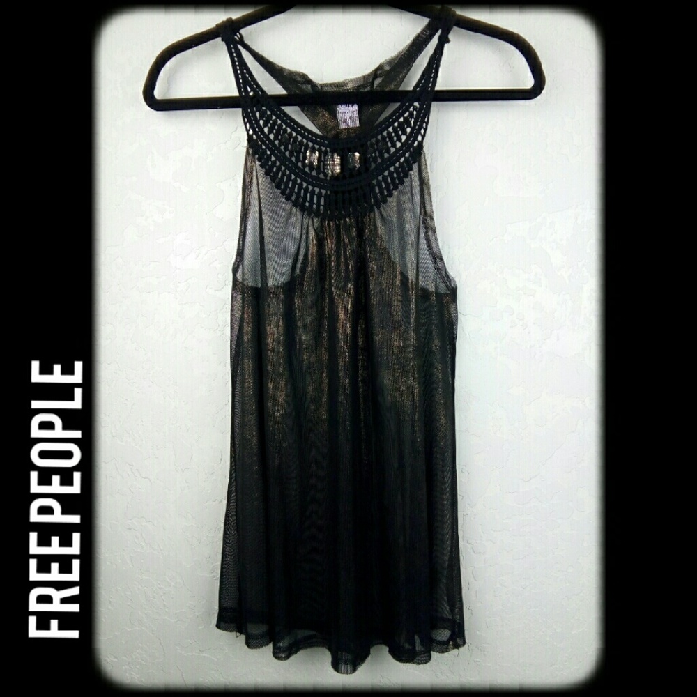Free people metallic sheer racer back tank top